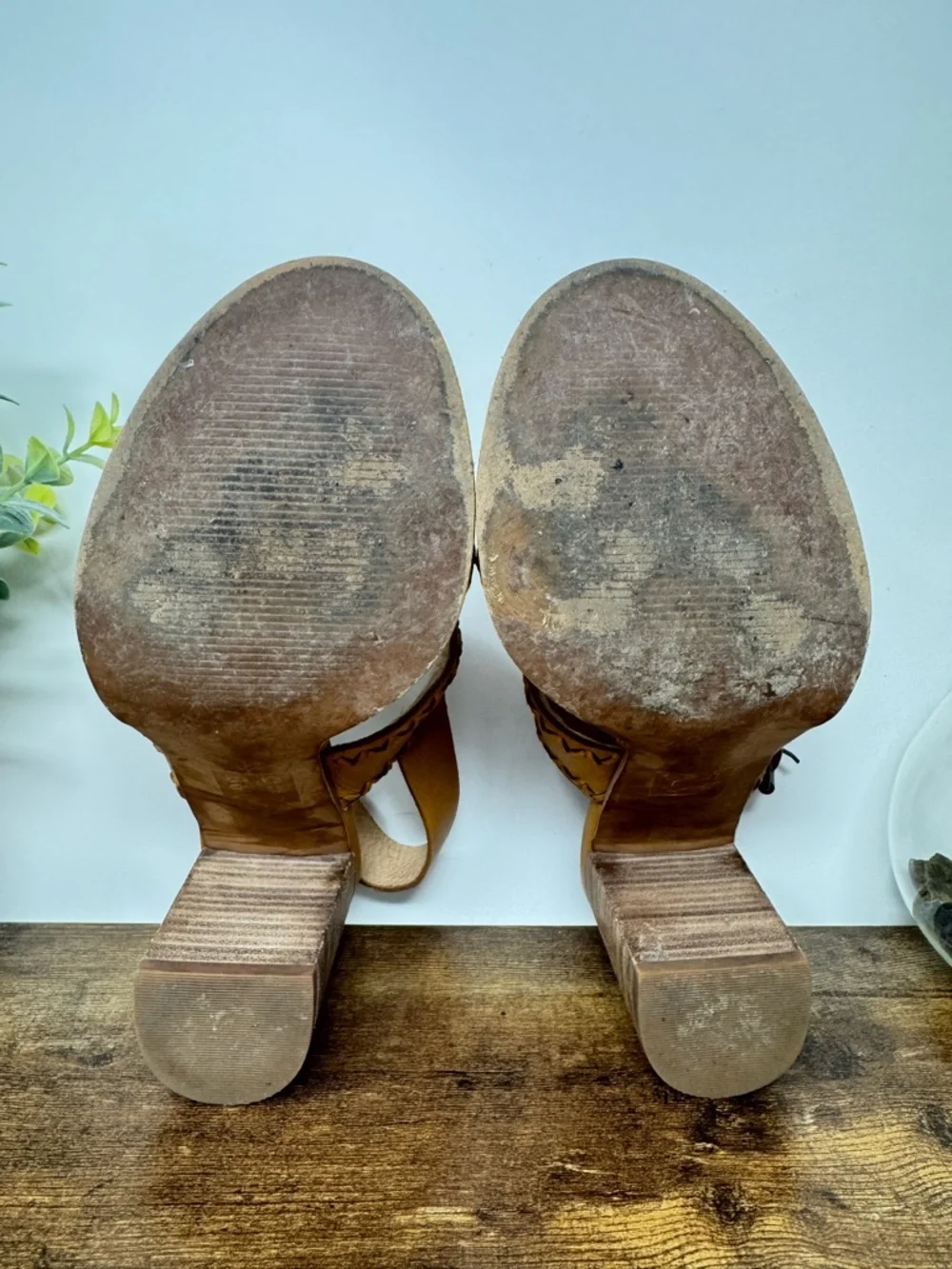 Madewell‎ The Angie Tan Leather Block Heel Double Strap Sandals Size 6.5